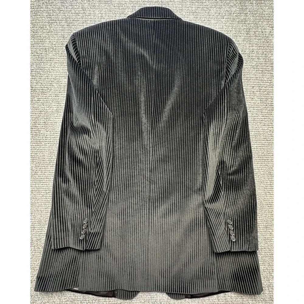 Calvin Klein Blazer Mens 48XL Black Velvet‎ Pinstripe 3 Button Sport Coat